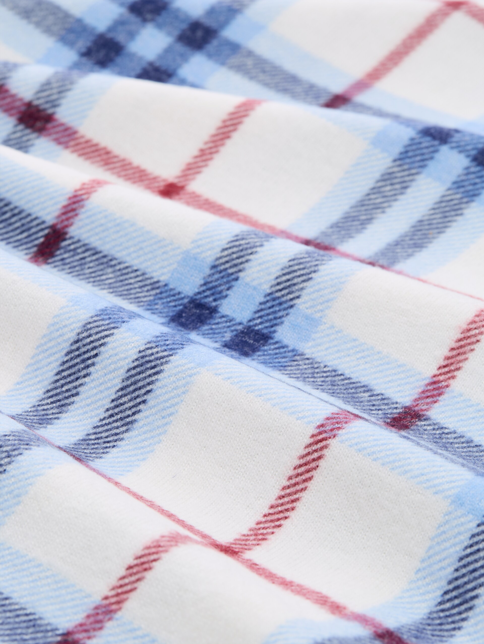 Langarmshirt mit Karomuster - off white blue big check - Material-Ansicht