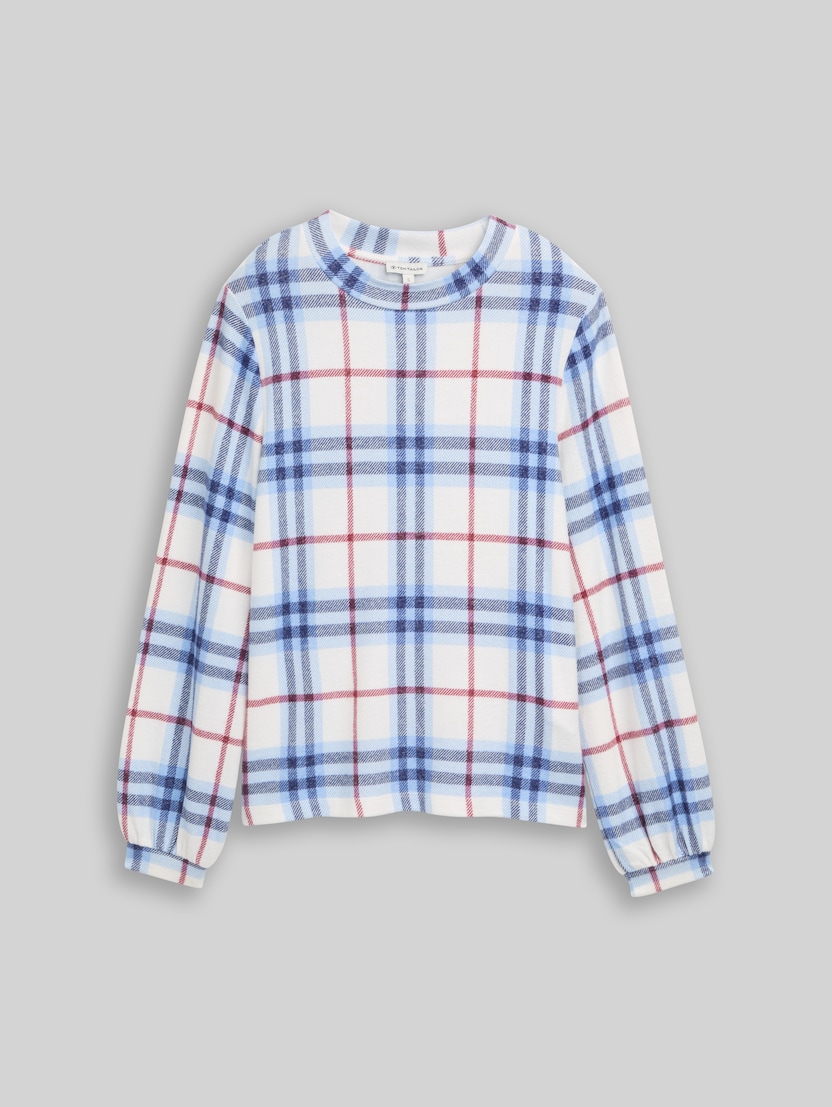 Langarmshirt mit Karomuster von Women, off white blue big check