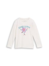 Geselecteerd, T-shirt met lange mouwen en glitterprint door Tom Tailor, wit