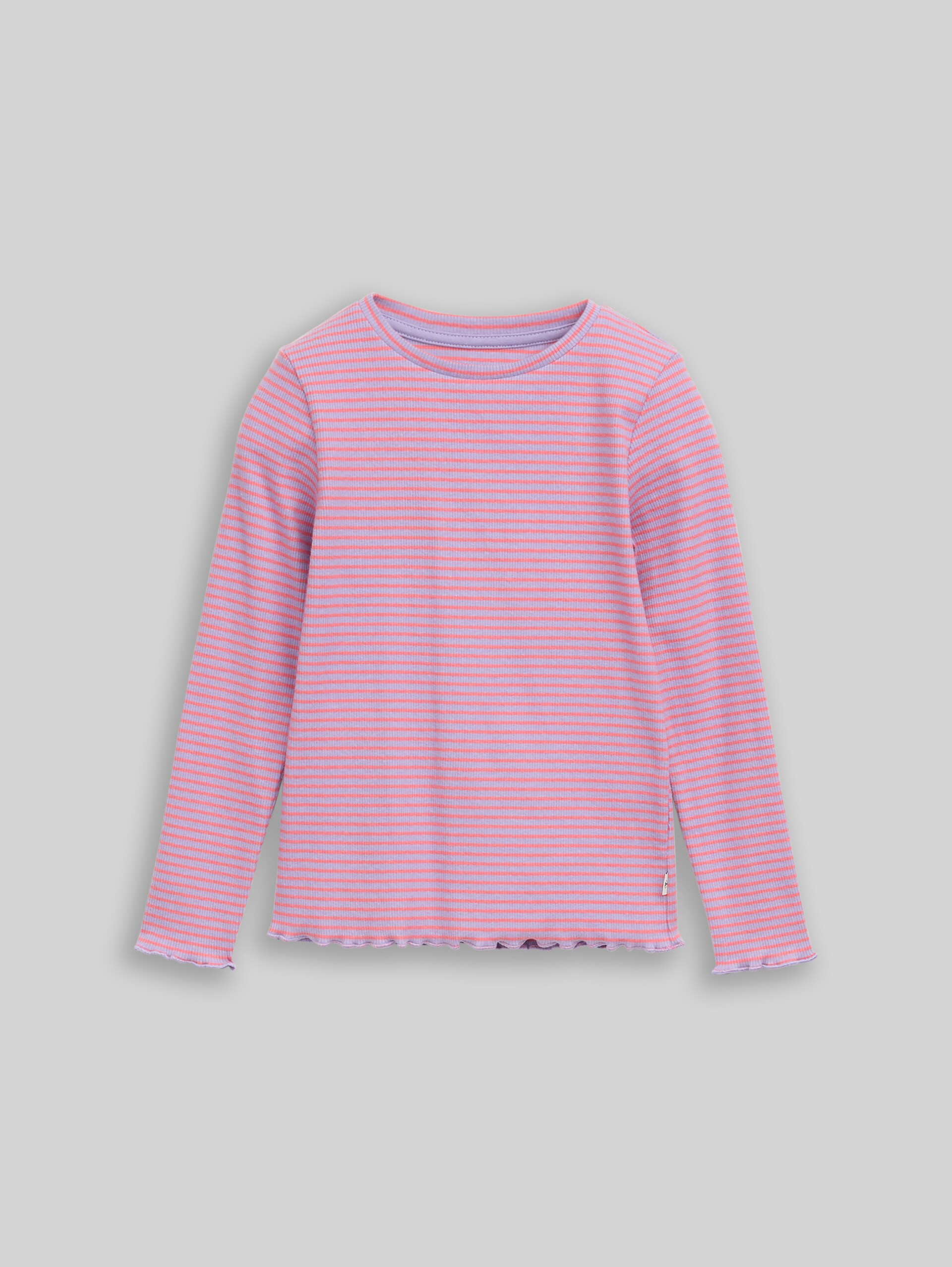 Langarmshirt mit Streifenmuster - coral and purple thin stripe - Vorder-Produkt-Ansicht