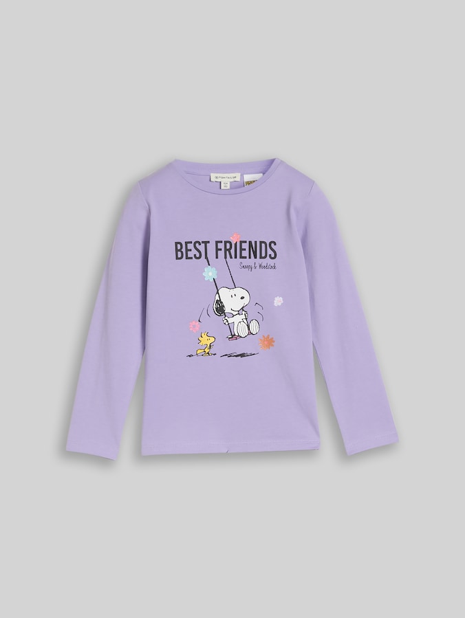 Langarmshirt mit Peanuts-Print von Mini Girls, sweet purple