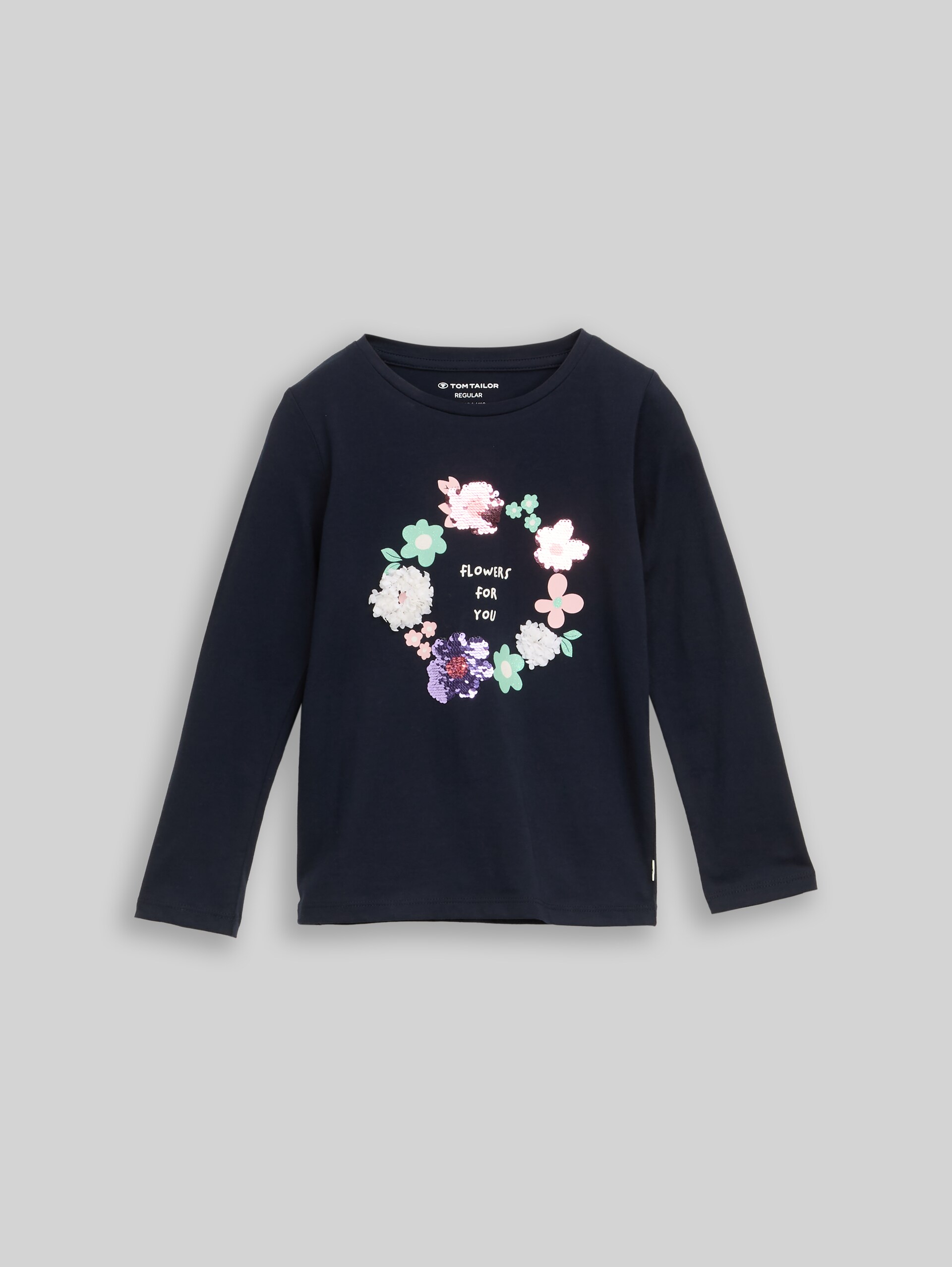 Langarmshirt mit Wendepailletten - sky captain blue - Vorder-Produkt-Ansicht