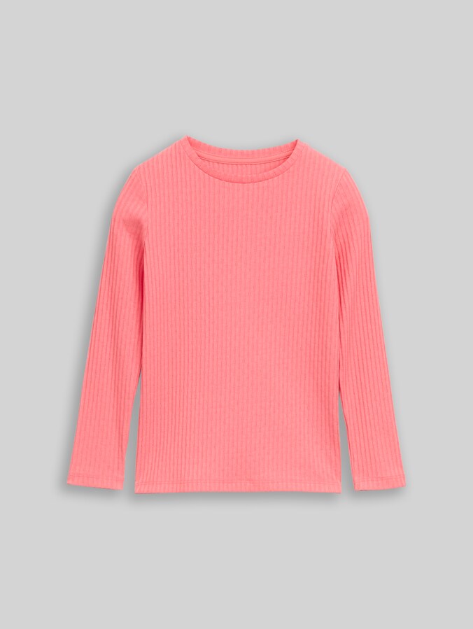 Langarmshirt mit Rippstruktur von Mini Girls, pink dream