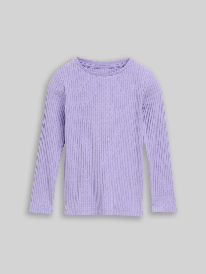 Langarmshirt mit Rippstruktur von Mini Girls, sweet purple
