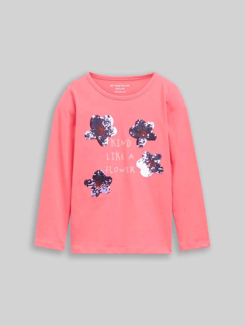 Langarmshirt mit Wendepailletten von Mini Girls, pink dream
