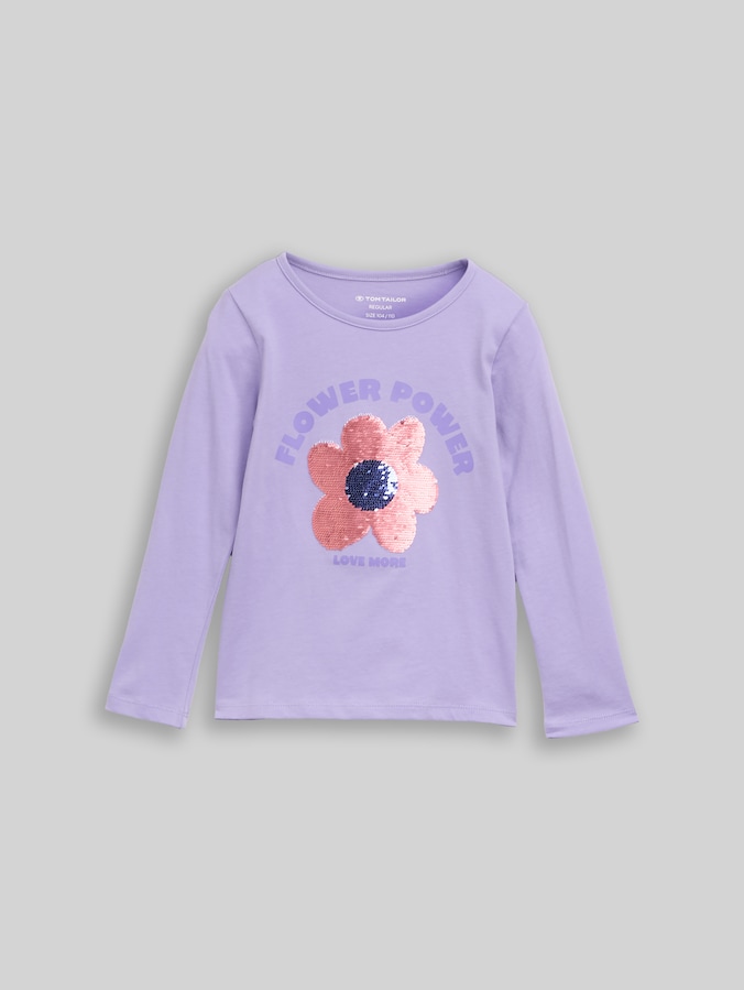 Langarmshirt mit Wendepailletten von Mini Girls, sweet purple