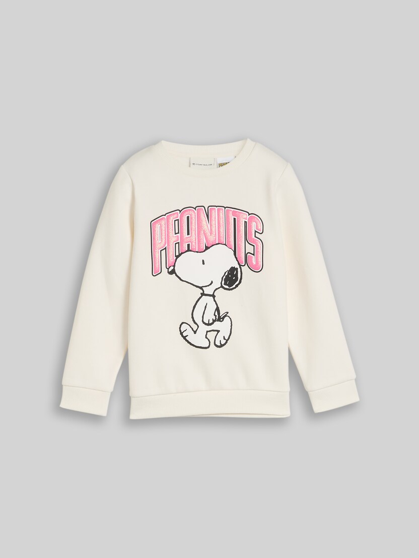 Sweatshirt met Snoopy-print door Mini Girls, Gardenia White