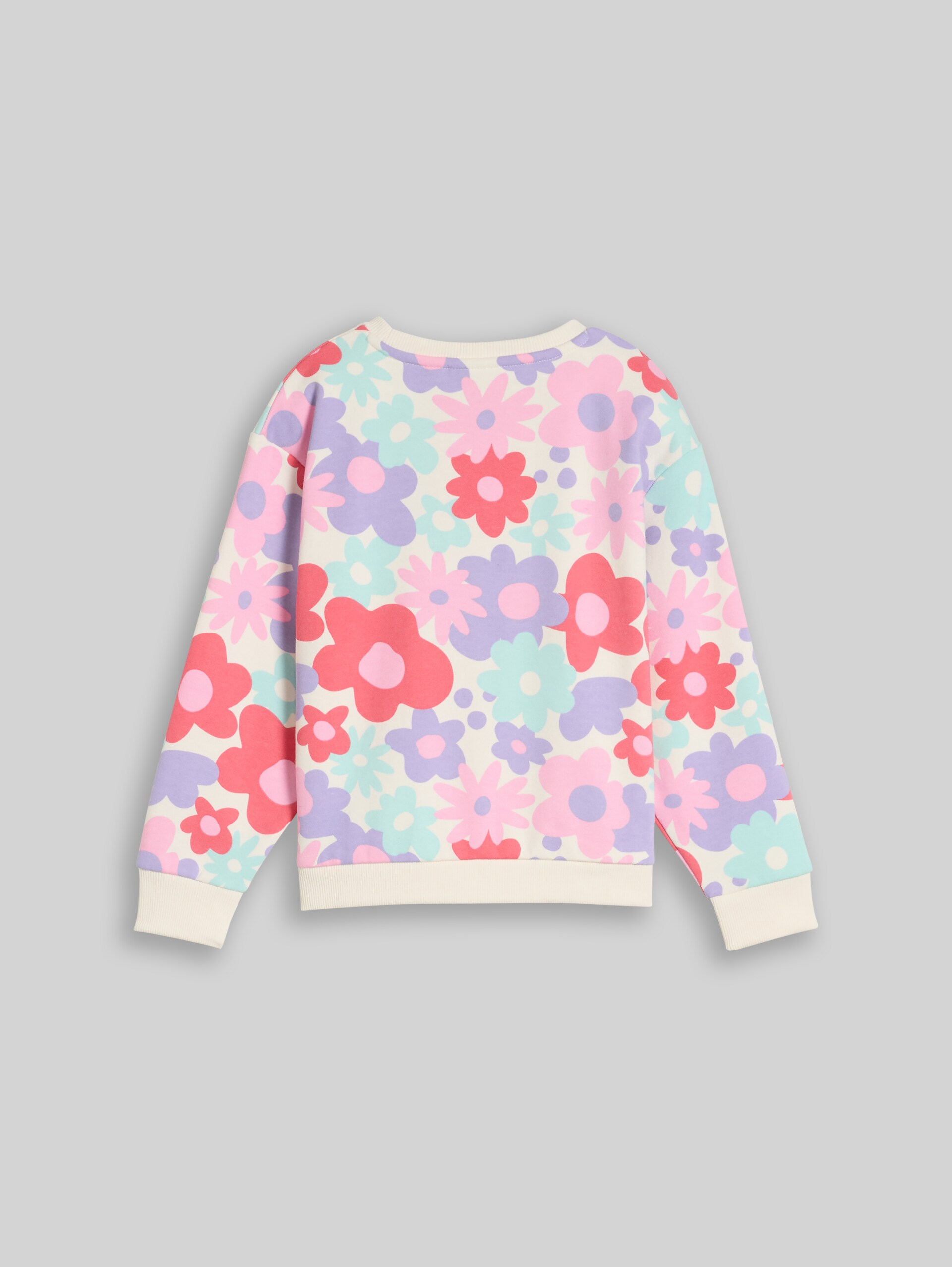 Cropped Sweatshirt mit Blumenmuster - colorful big floral design