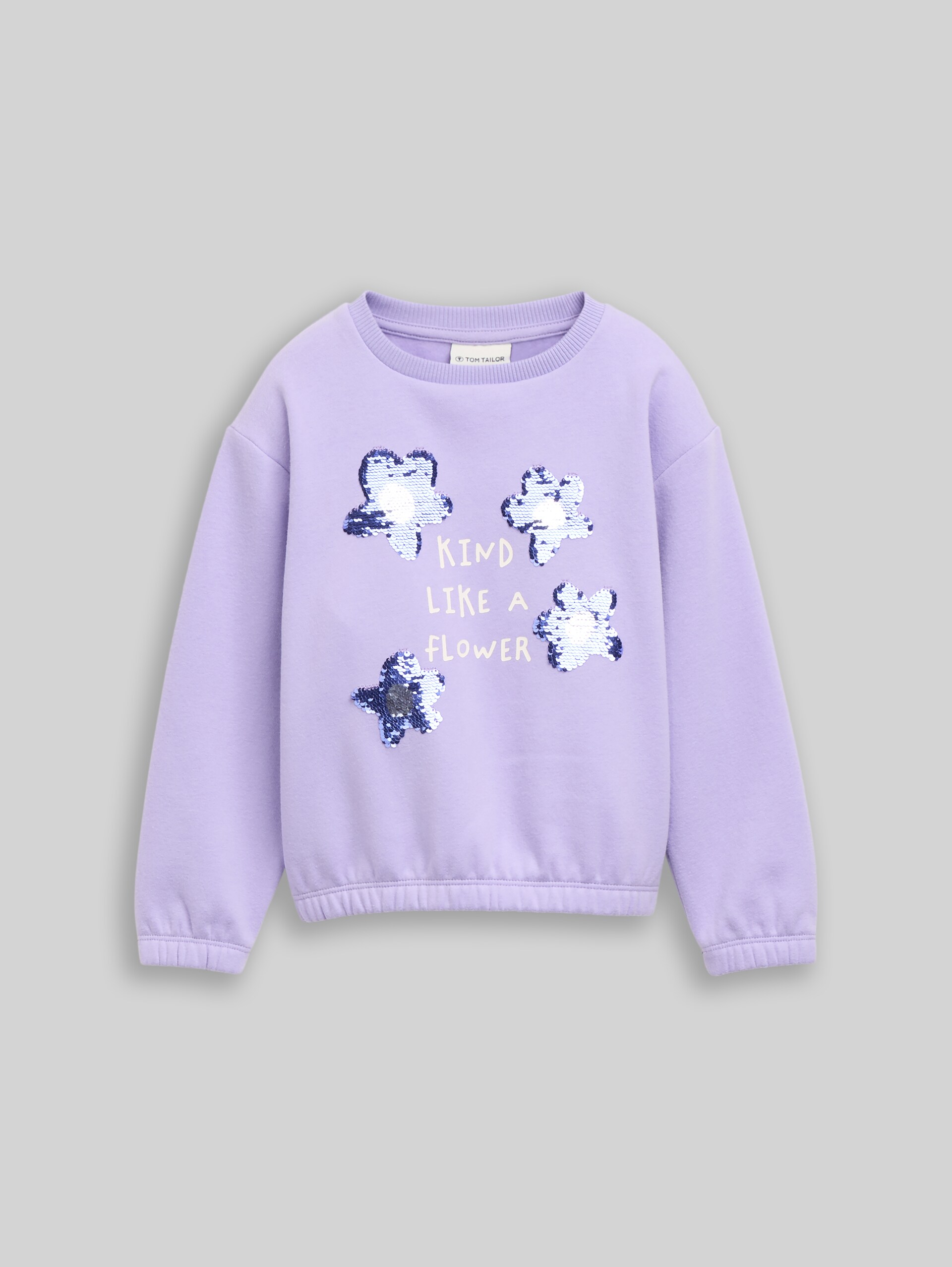 Cropped Sweatshirt mit Wendepailletten - sweet purple - Vorder-Produkt-Ansicht