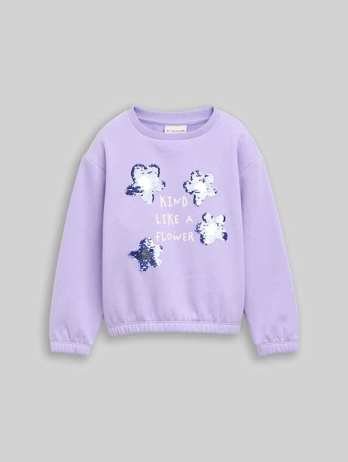 Cropped sweatshirt met omkeerbare pailletten door Mini Girls, sweet purple