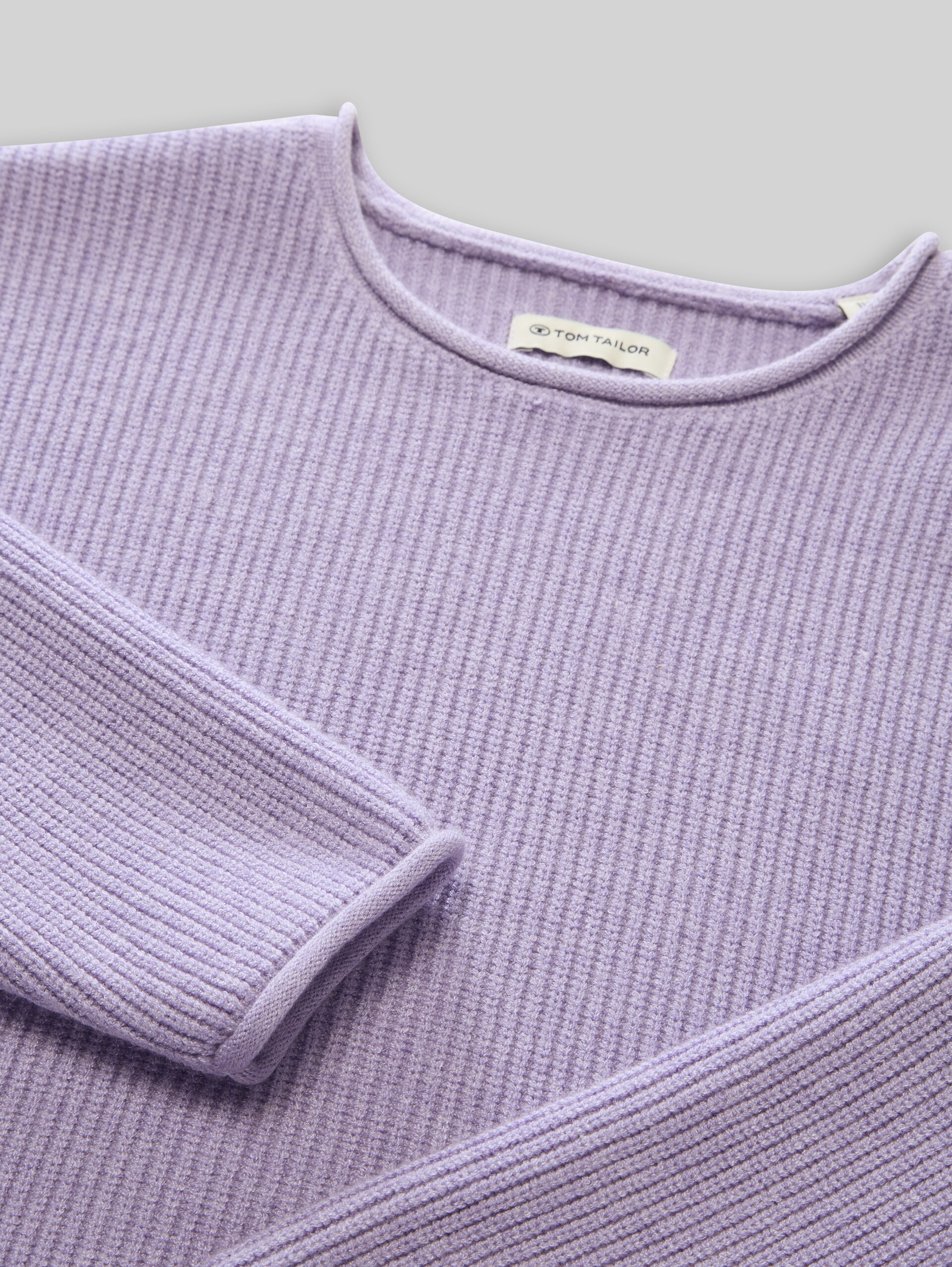 Strickpullover mit Colour Blocking - sweet purple melange - Detail-Model-Ansicht
