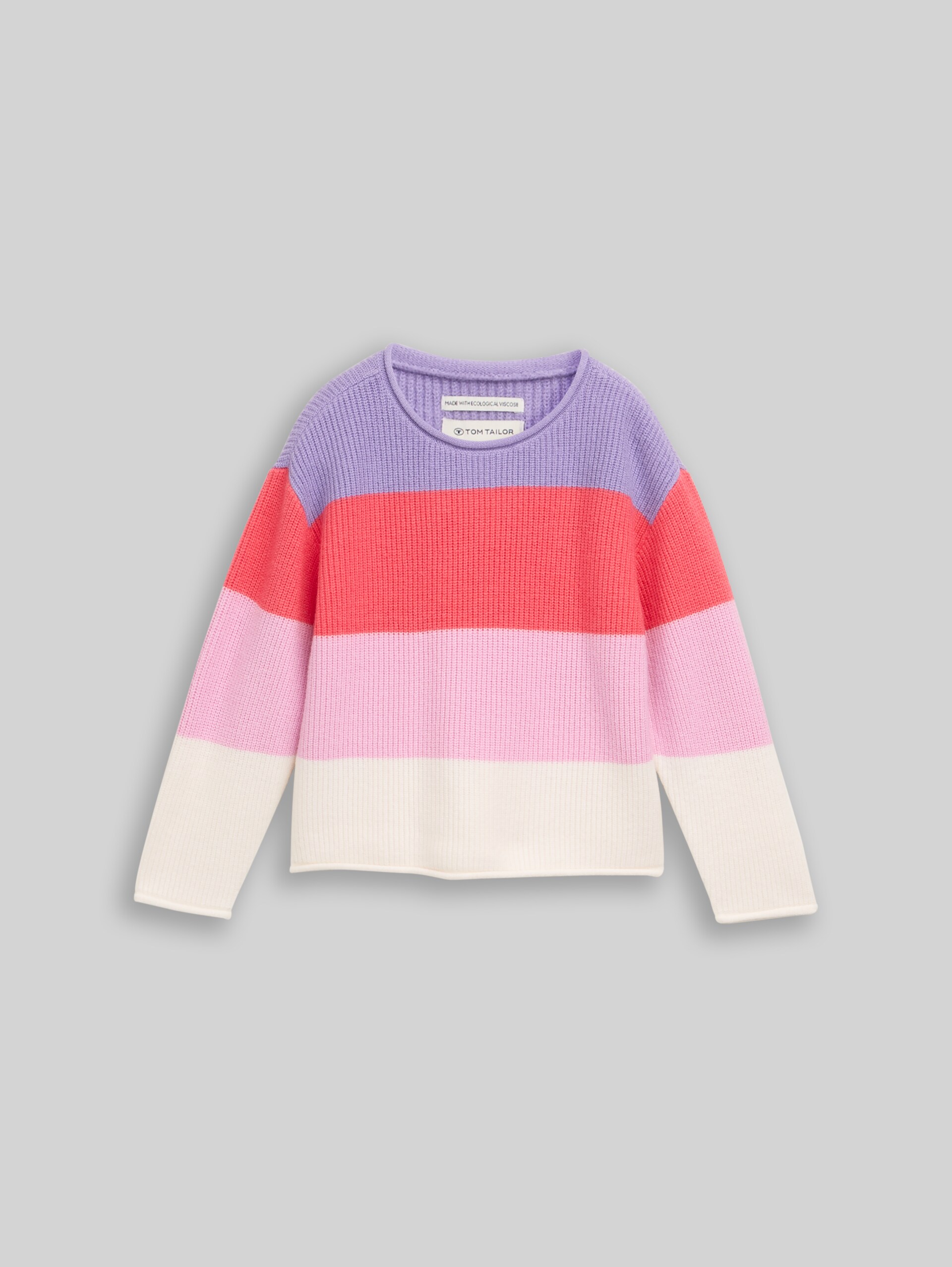 Strickpullover mit Colour Blocking - coral and purple block stripe