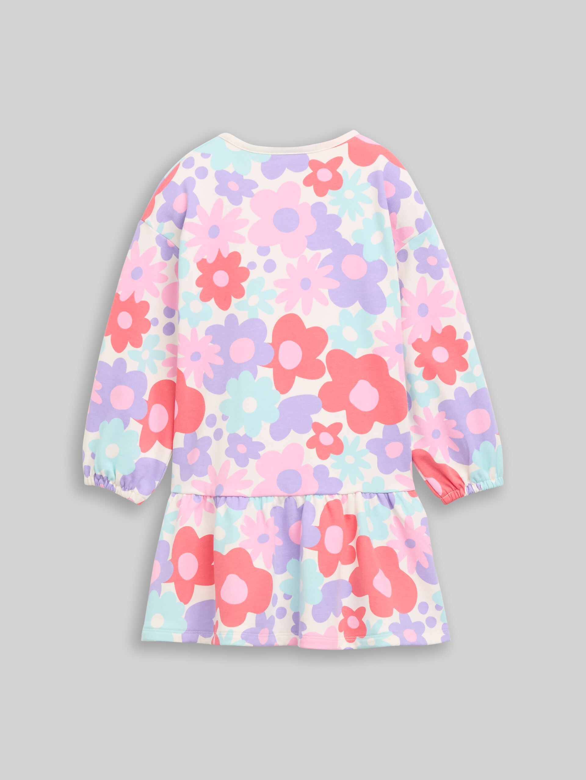 Sweat-Kleid mit Volants - colorful big floral design