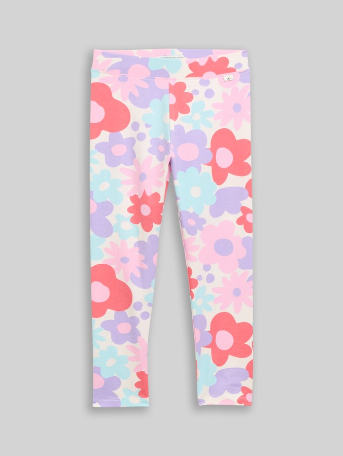 Leggings mit Blumen-Print von Mini Girls, colorful big floral design
