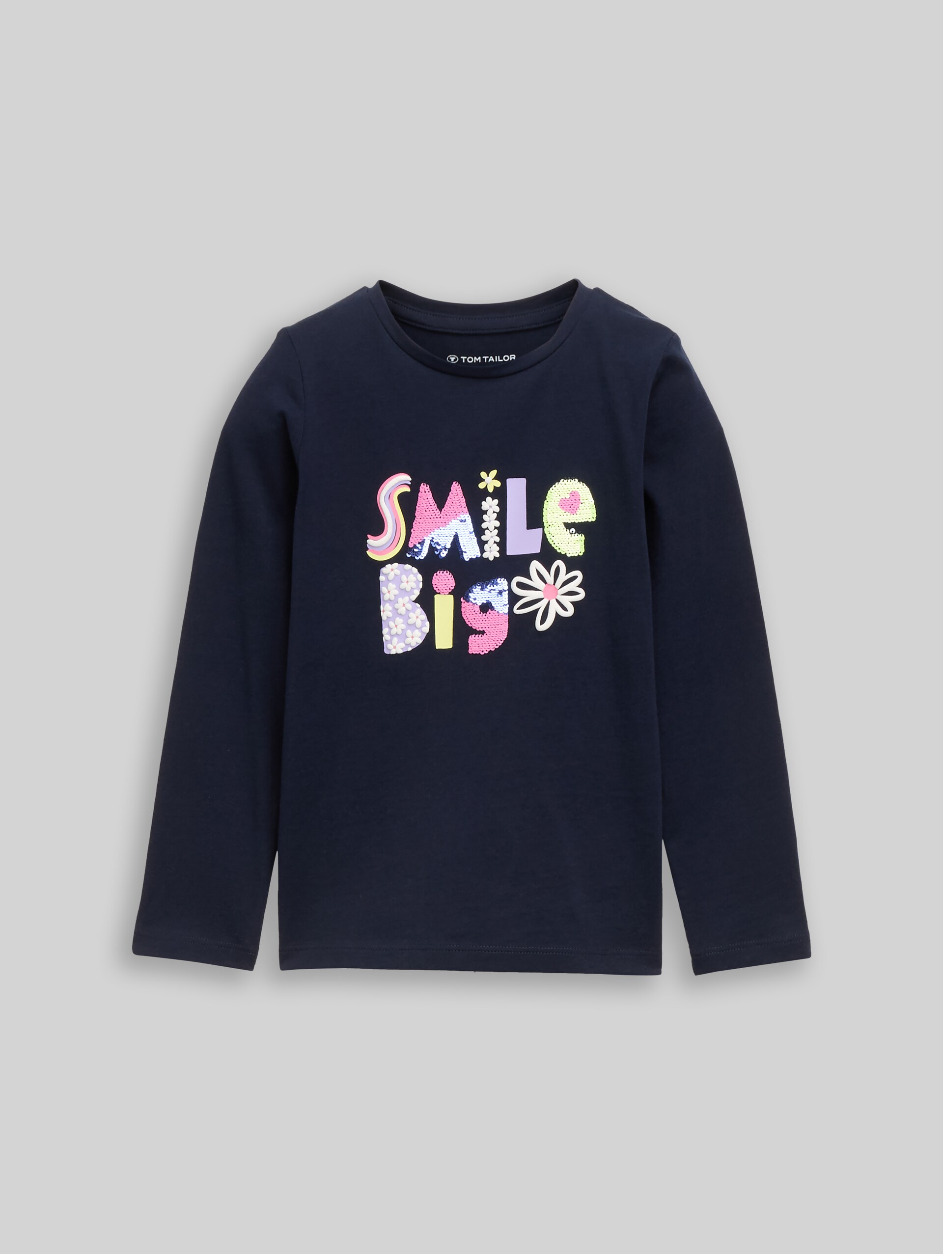T-shirt met lange mouwen en omkeerbare pailletten - sky captain blue - Product vooraanzicht