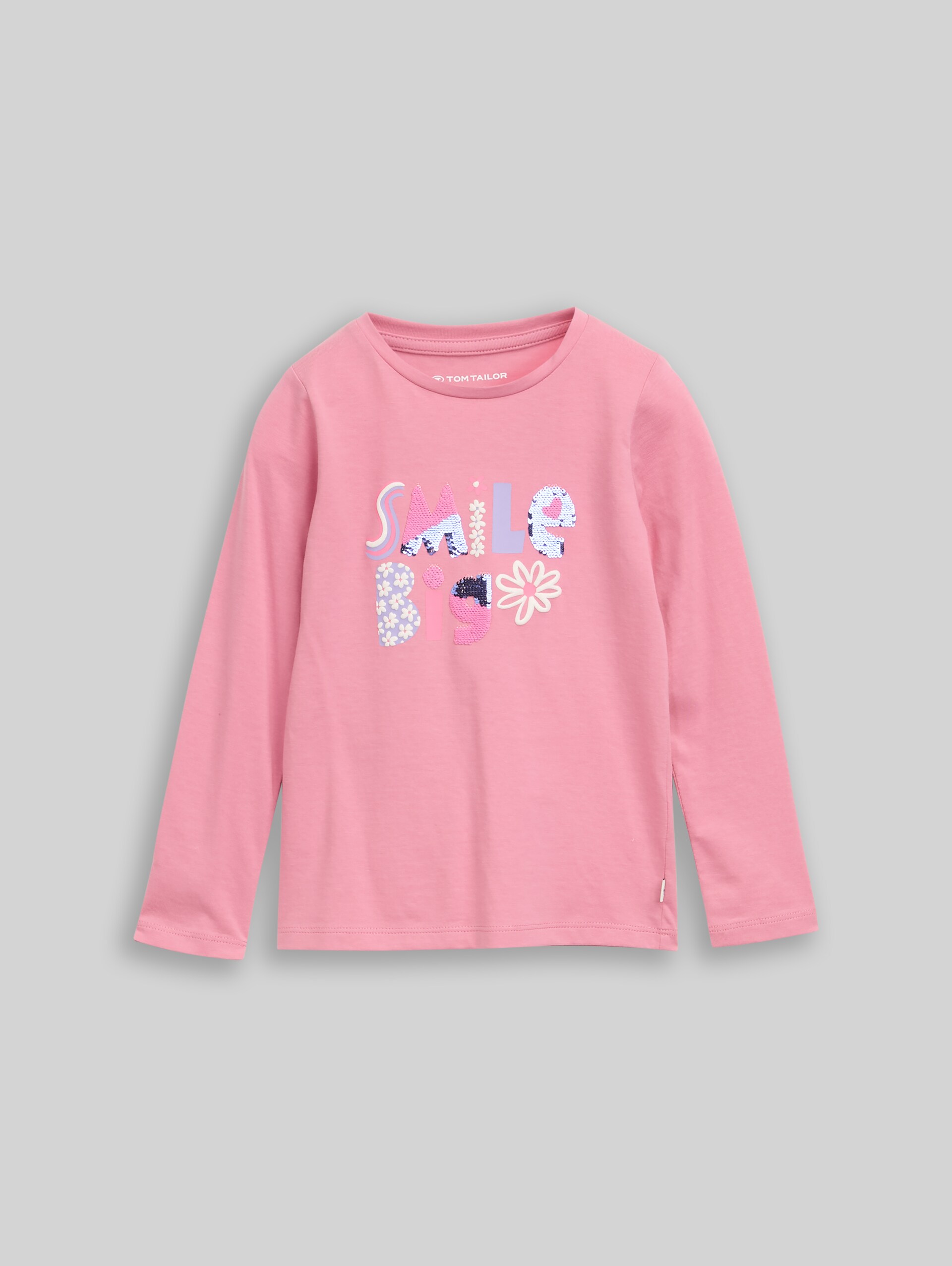 T-shirt met lange mouwen en omkeerbare pailletten - smooth rose - Product vooraanzicht