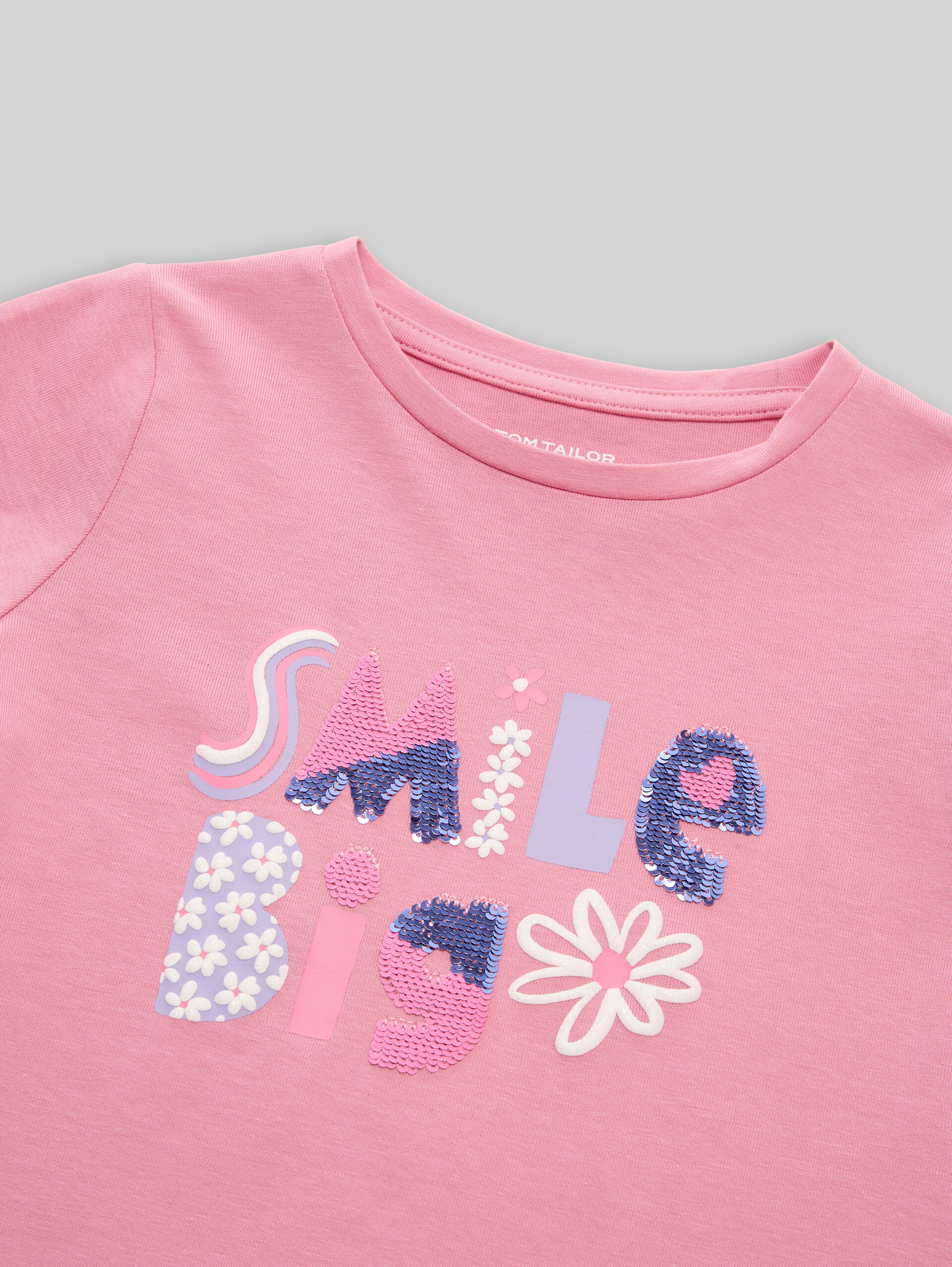 T-shirt met lange mouwen en omkeerbare pailletten - smooth rose - Detailaanzicht model