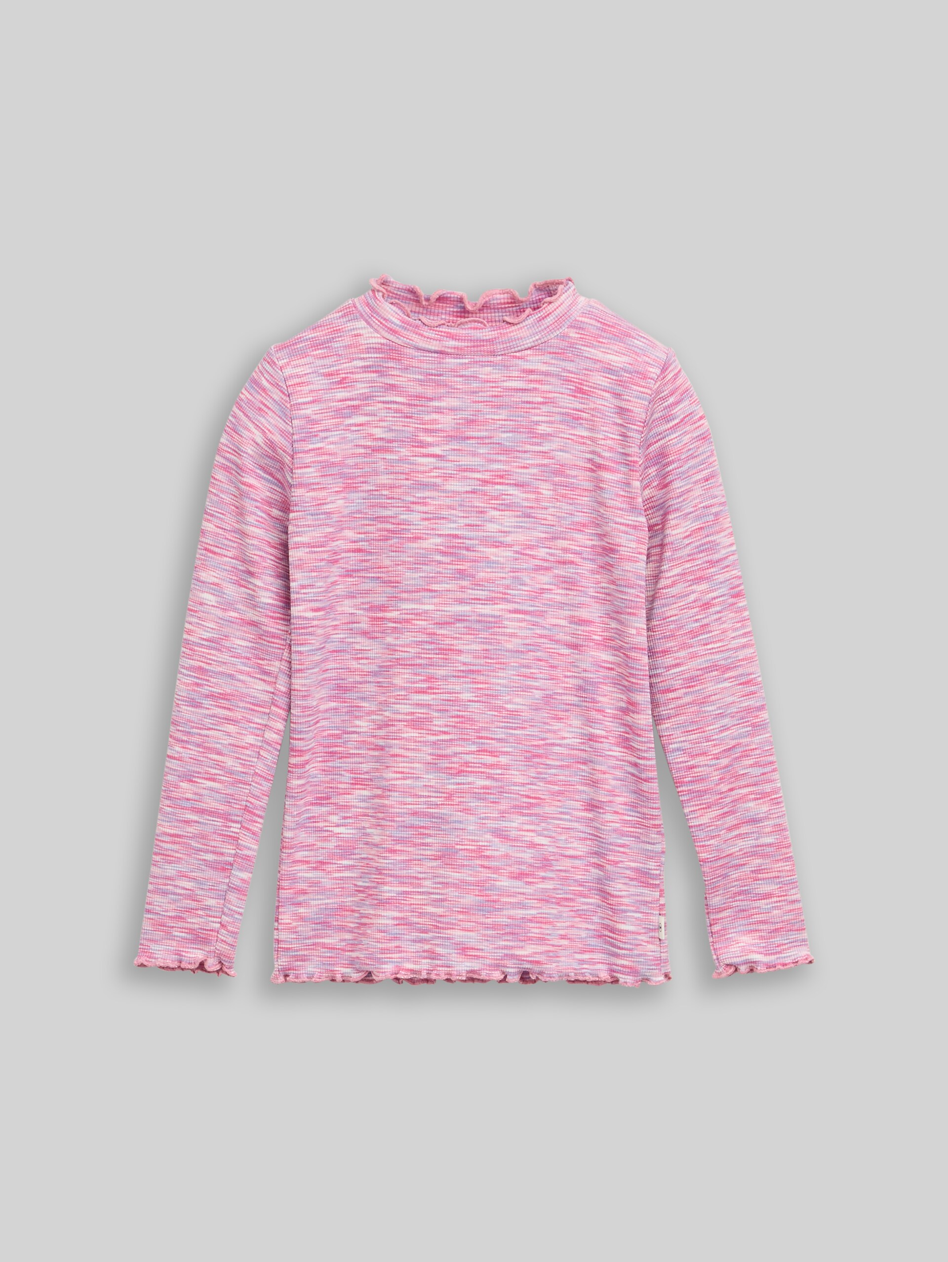 T-shirt met lange mouwen in gemêleerde look - pink space dye texture - Product vooraanzicht
