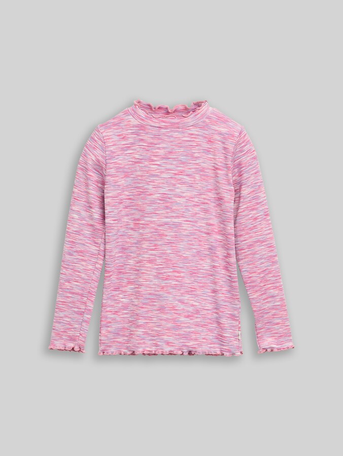 T-shirt met lange mouwen in gemêleerde look door Mini Girls, pink space dye texture