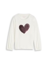 Geselecteerd, T-shirt met lange mouwen en omkeerbare pailletten door Tom Tailor, wit