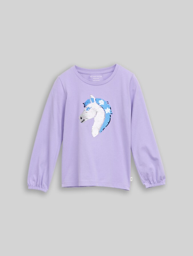 Langarmshirt mit Wendepailletten von Mini Girls, sweet purple