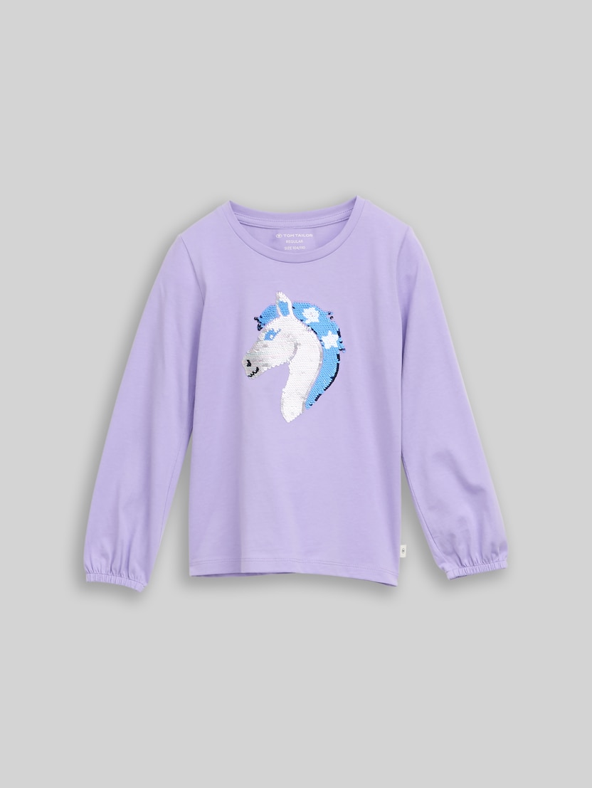 Langarmshirt mit Wendepailletten von Mini Girls, sweet purple