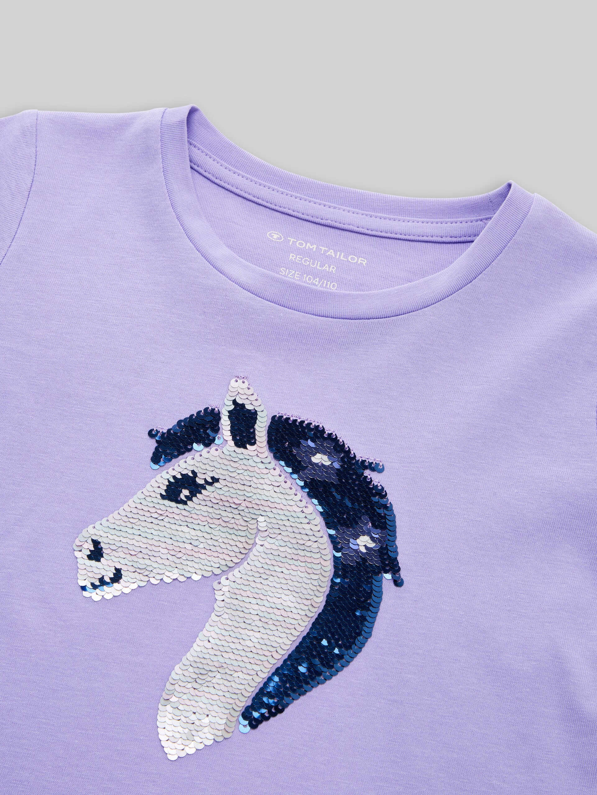 T-shirt met lange mouwen en omkeerbare pailletten - sweet purple - Detailaanzicht model