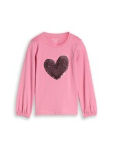 Niet geselecteerd, T-shirt met lange mouwen en omkeerbare pailletten door Tom Tailor, rosa