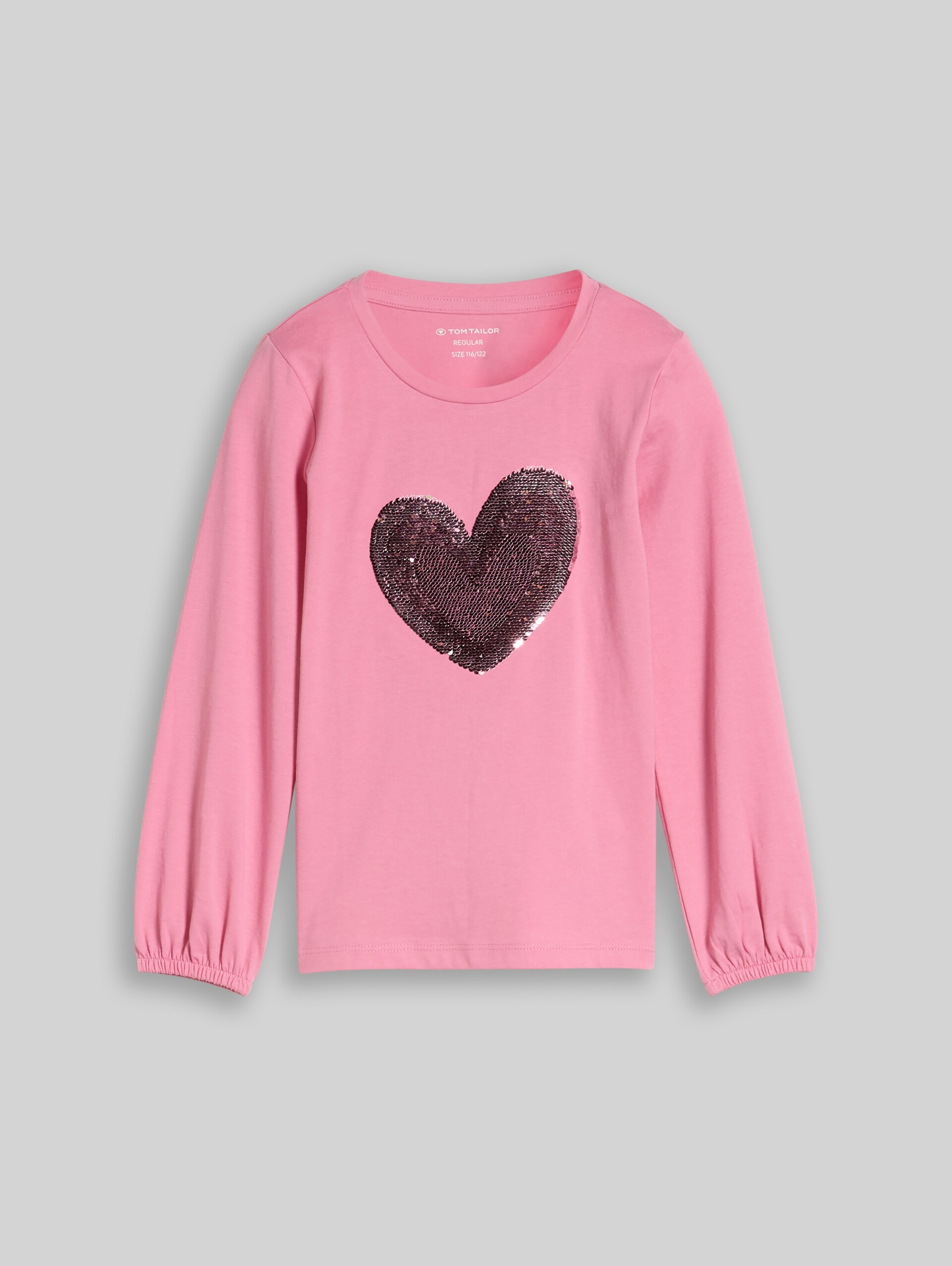 T-shirt met lange mouwen en omkeerbare pailletten - smooth rose - Product vooraanzicht