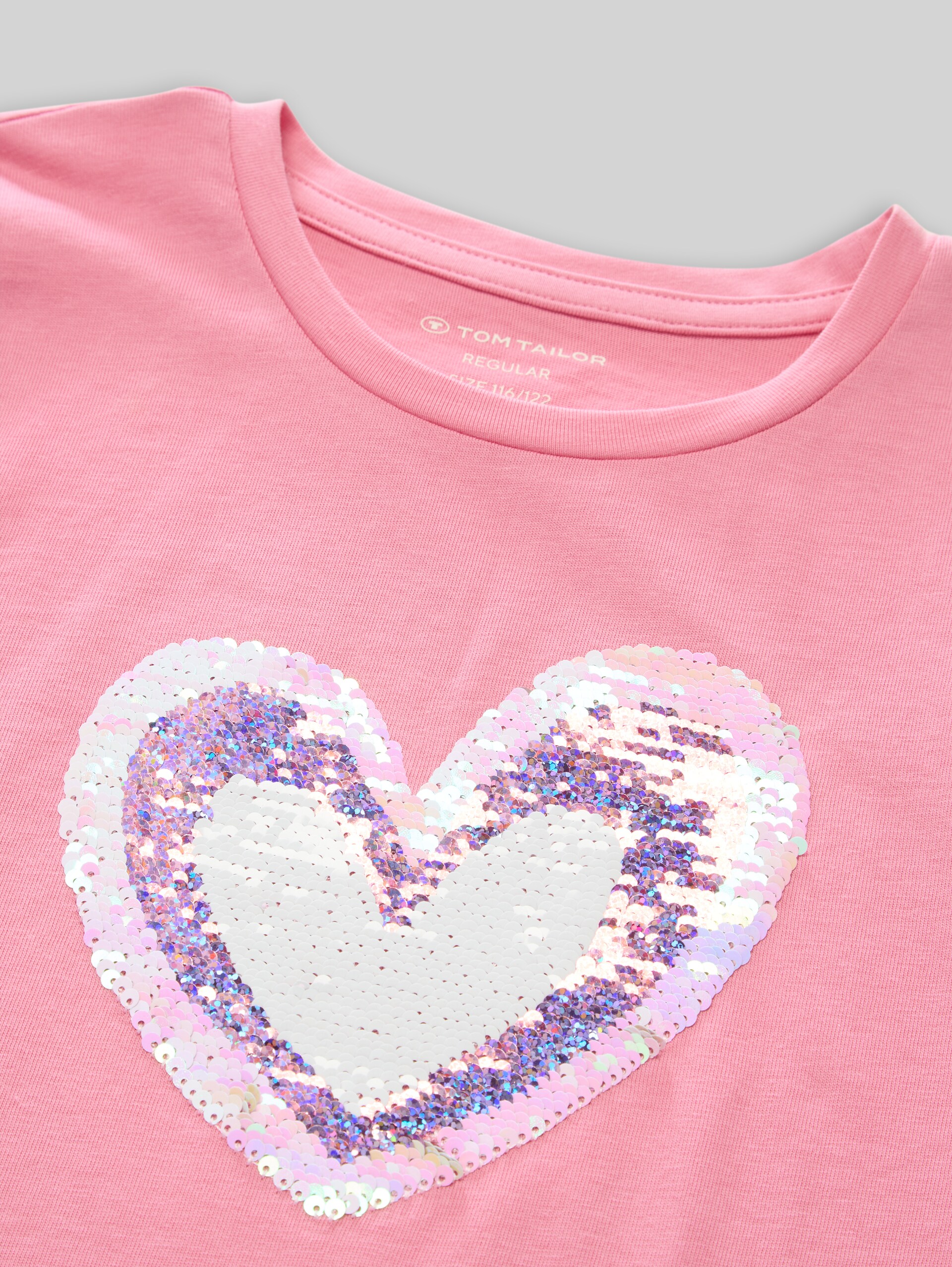 T-shirt met lange mouwen en omkeerbare pailletten - smooth rose - Detailaanzicht model