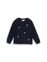 Ausgewählt, Sweatshirt mit Blumenstickereien von Tom Tailor, blau