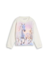 Geselecteerd, Kort sweatshirt met fotoprint door Tom Tailor, bruin