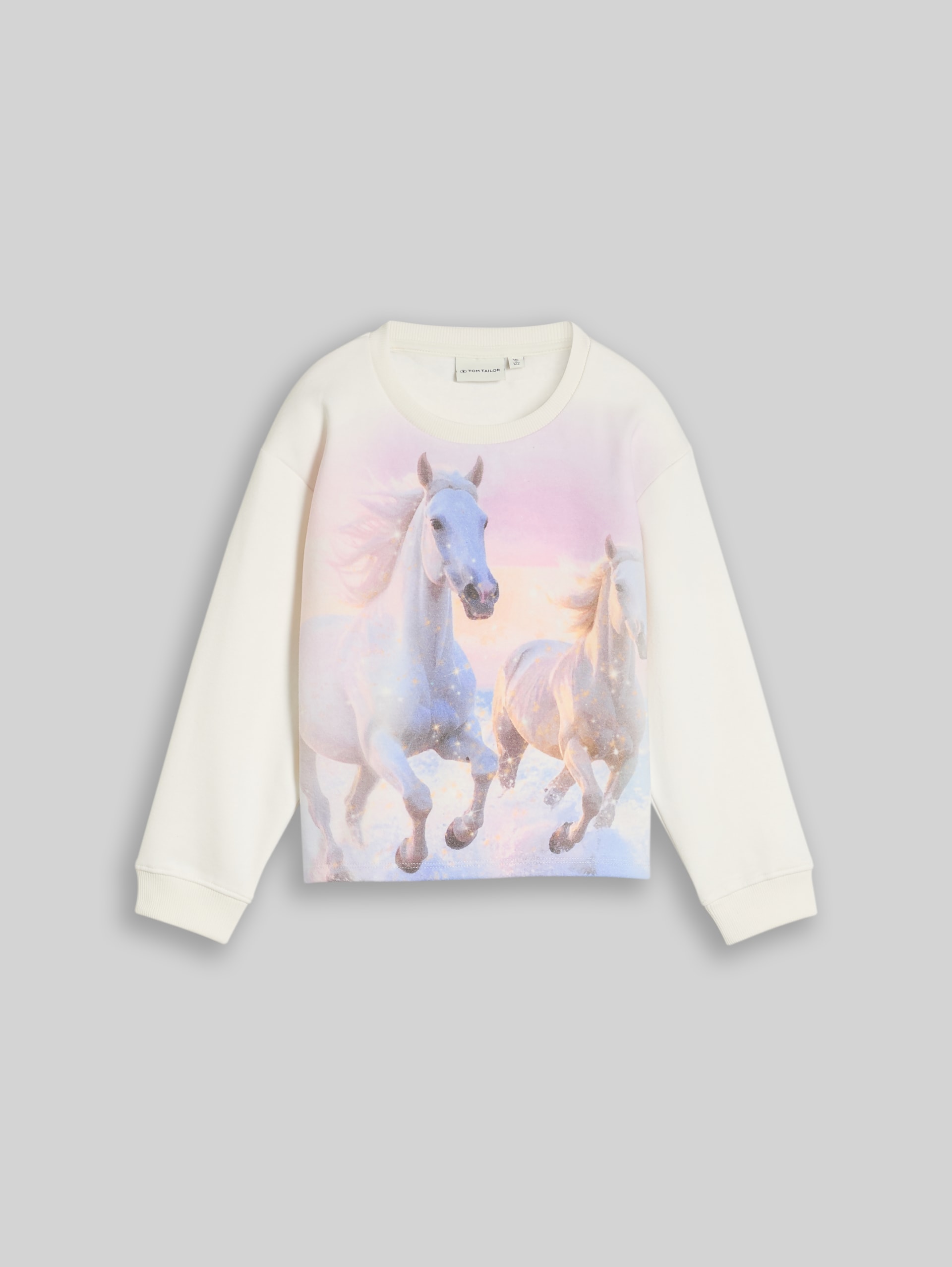 Kort sweatshirt met fotoprint - Gardenia White - Product vooraanzicht