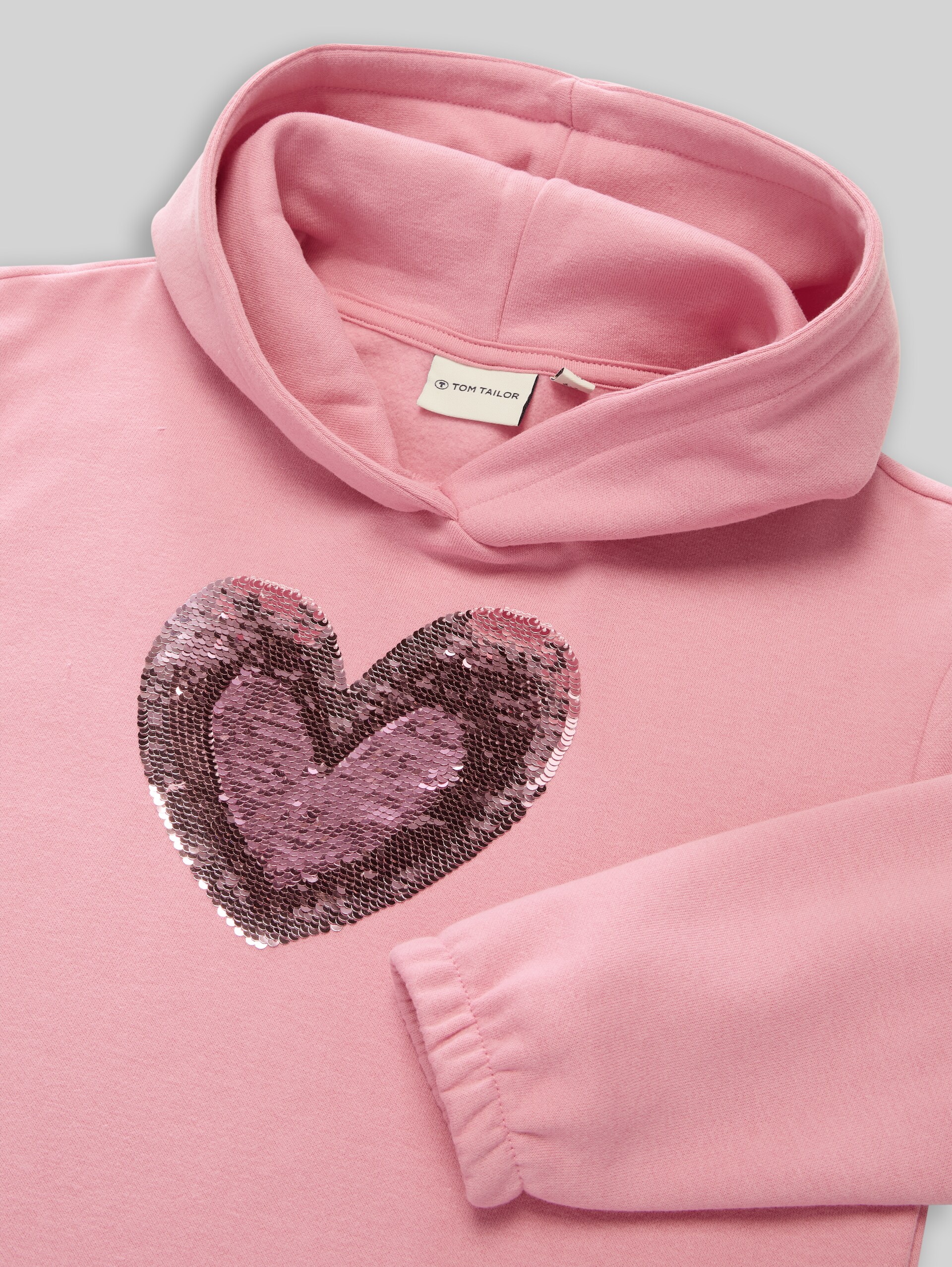 Hoodie met omkeerbare pailletten - smooth rose - Detailaanzicht model