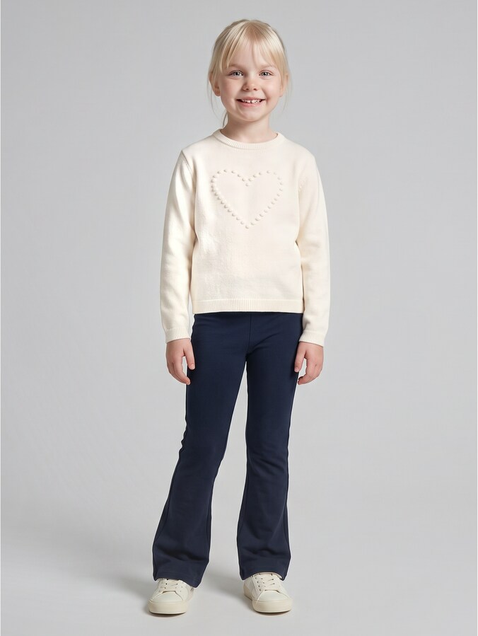 Strickpullover mit Herz-Motiv von Mini Girls, Gardenia White