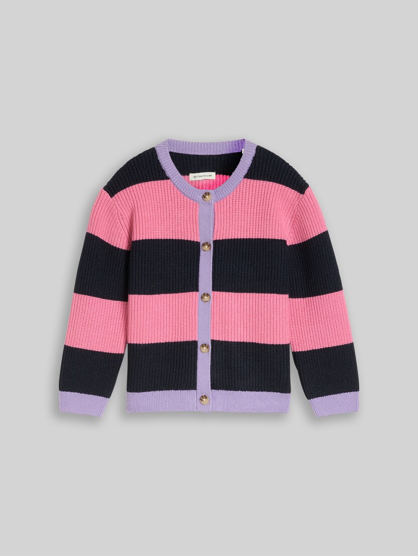 Cardigan mit Streifenmuster von Mini Girls, pink and blue bold stripe