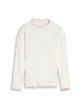 Sélectionné, T-shirt à manches longues à texture côtelée par Tom Tailor, blanc