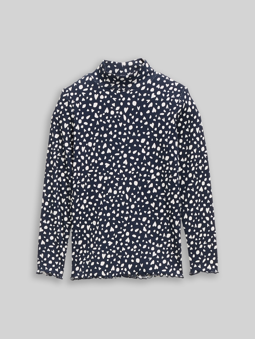 Langarmshirt mit Rippstruktur von Mini Girls, dark base dots design