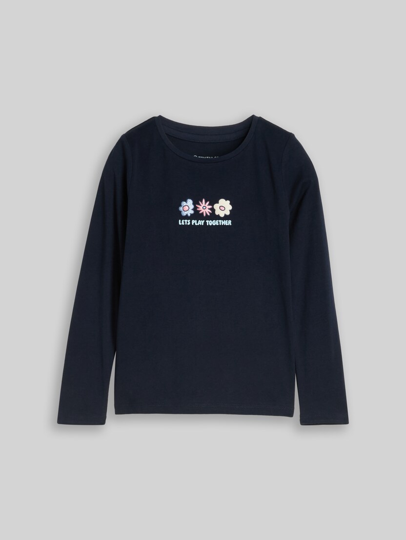 Langarmshirt mit 3D-Print von Mini Girls, sky captain blue