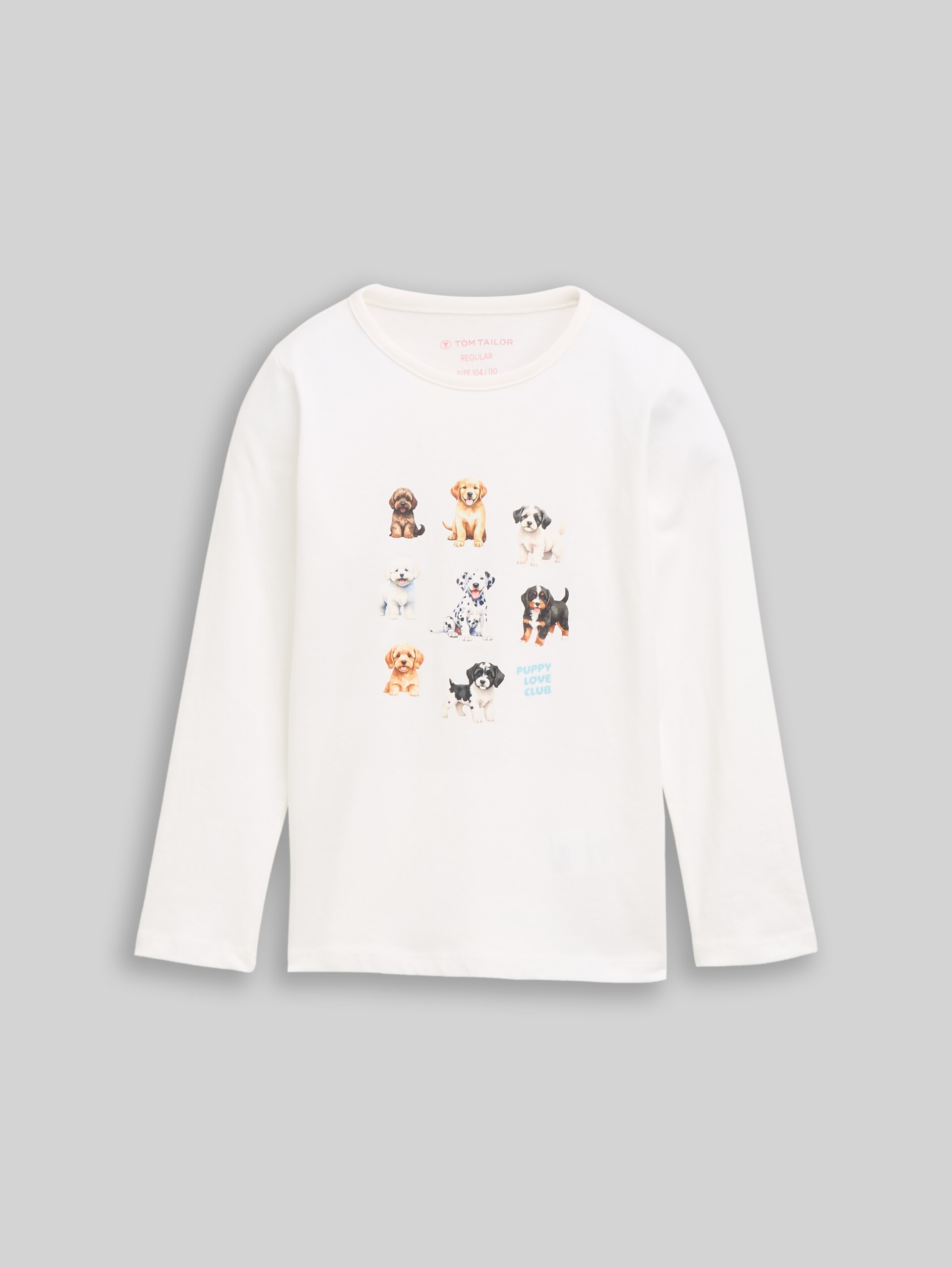 Langarmshirt mit Hunde-Print - Whisper White - Vorder-Produkt-Ansicht