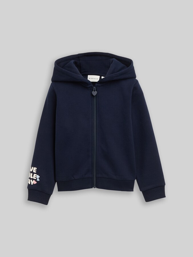 Cropped hooded sweatshirt jacket by Mini Girls, smooth rose