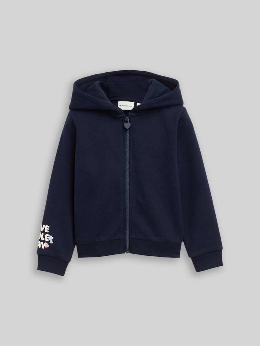 Cropped hooded sweatshirt jacket by Mini Girls, smooth rose
