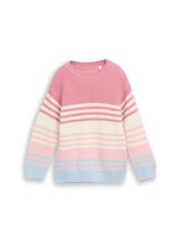 Ausgewählt, Oversize Strickpullover mit Streifenmuster von Tom Tailor, rosa