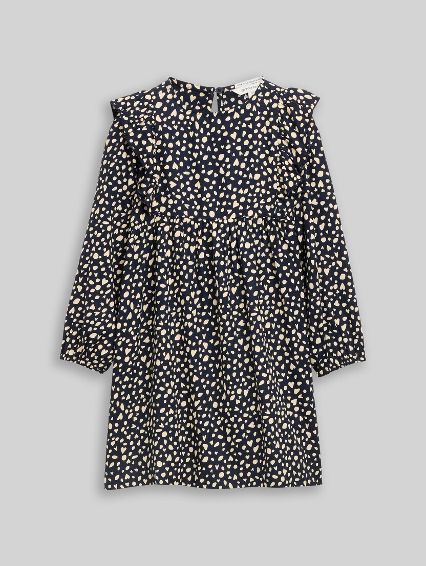 Mini dress with flounces by Mini Girls, dark base dots design