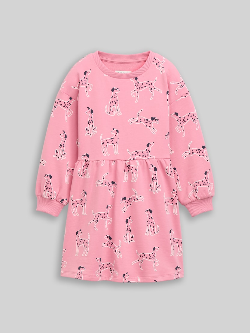 Sweatshirt dress with dog print by Mini Girls, cute dalmatian print