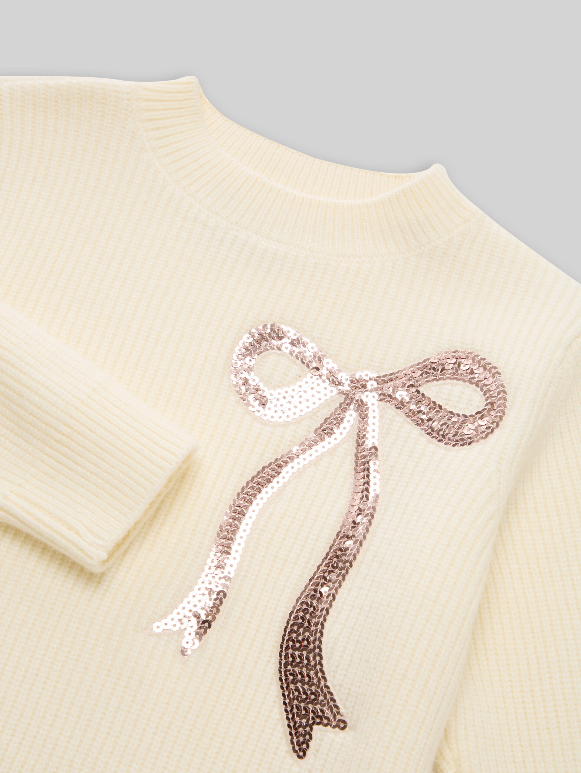 Strickpullover mit Pailletten - vintage beige - Detail-Model-Ansicht