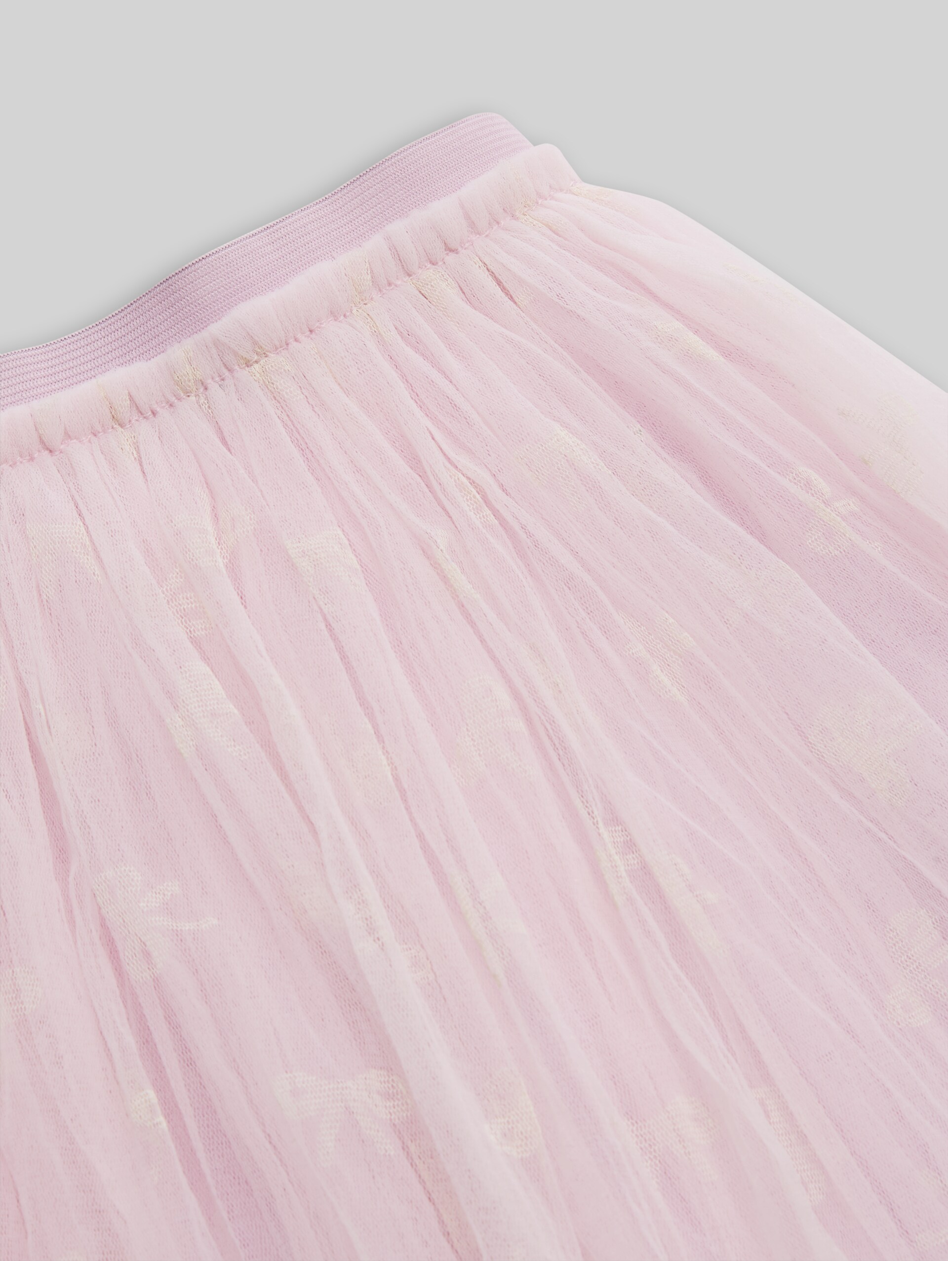 Mini-Tüllrock mit Schleifenmuster - rose base bow print - Detail-Model-Ansicht