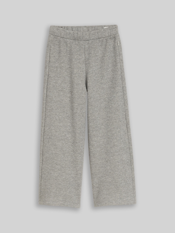 Broek met wijde pijpen en glittereffect door Mini Girls, grey melange with glitter