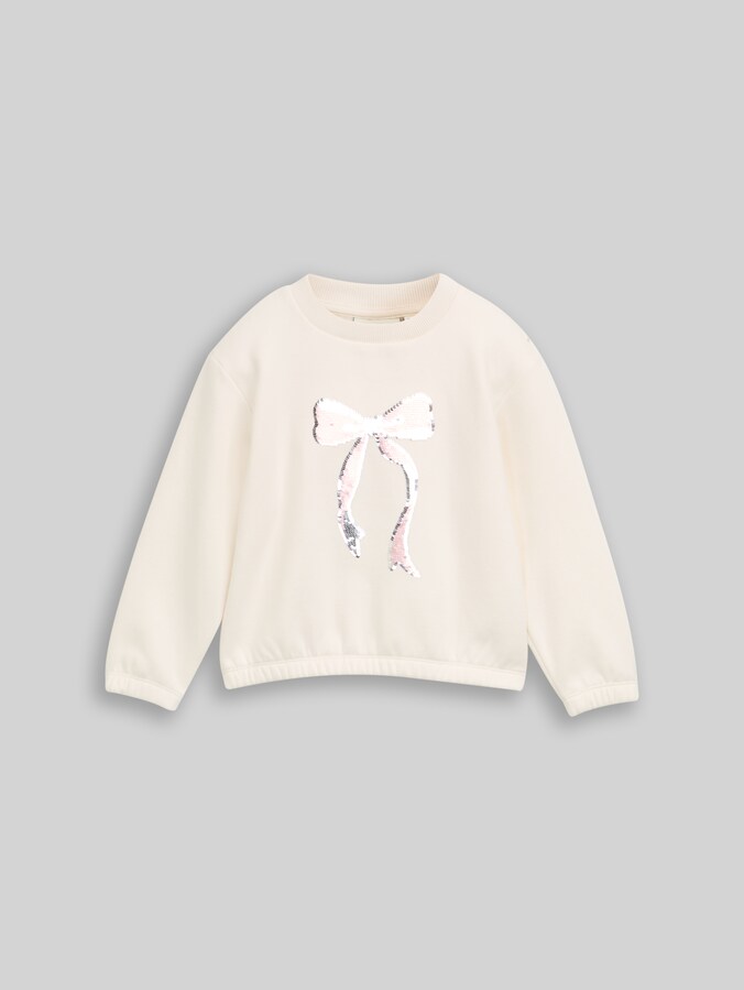 Cropped Sweatshirt mit Wendepailletten von Mini Girls, Gardenia White