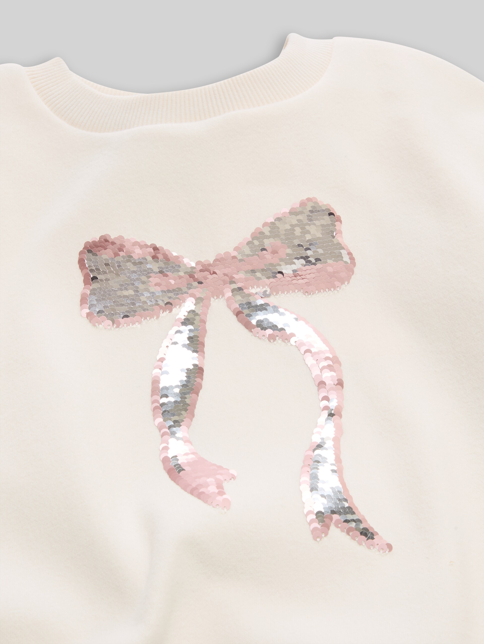 Sweat-shirt croisé avec paillettes réversibles - Gardenia White - Vue détaillée du modèle